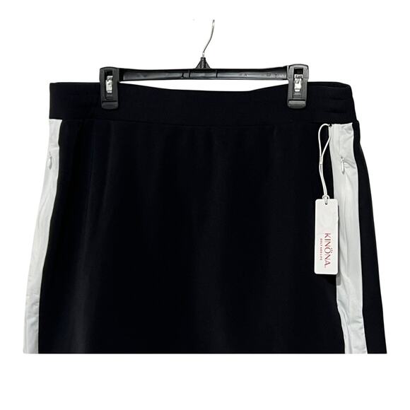 KINONA WOMENS SIZE XLARGE GOLF SPORT SKIRT UPF 50+ ZIP POCKETS BLACK WHITE NWT - Picture 4 of 13